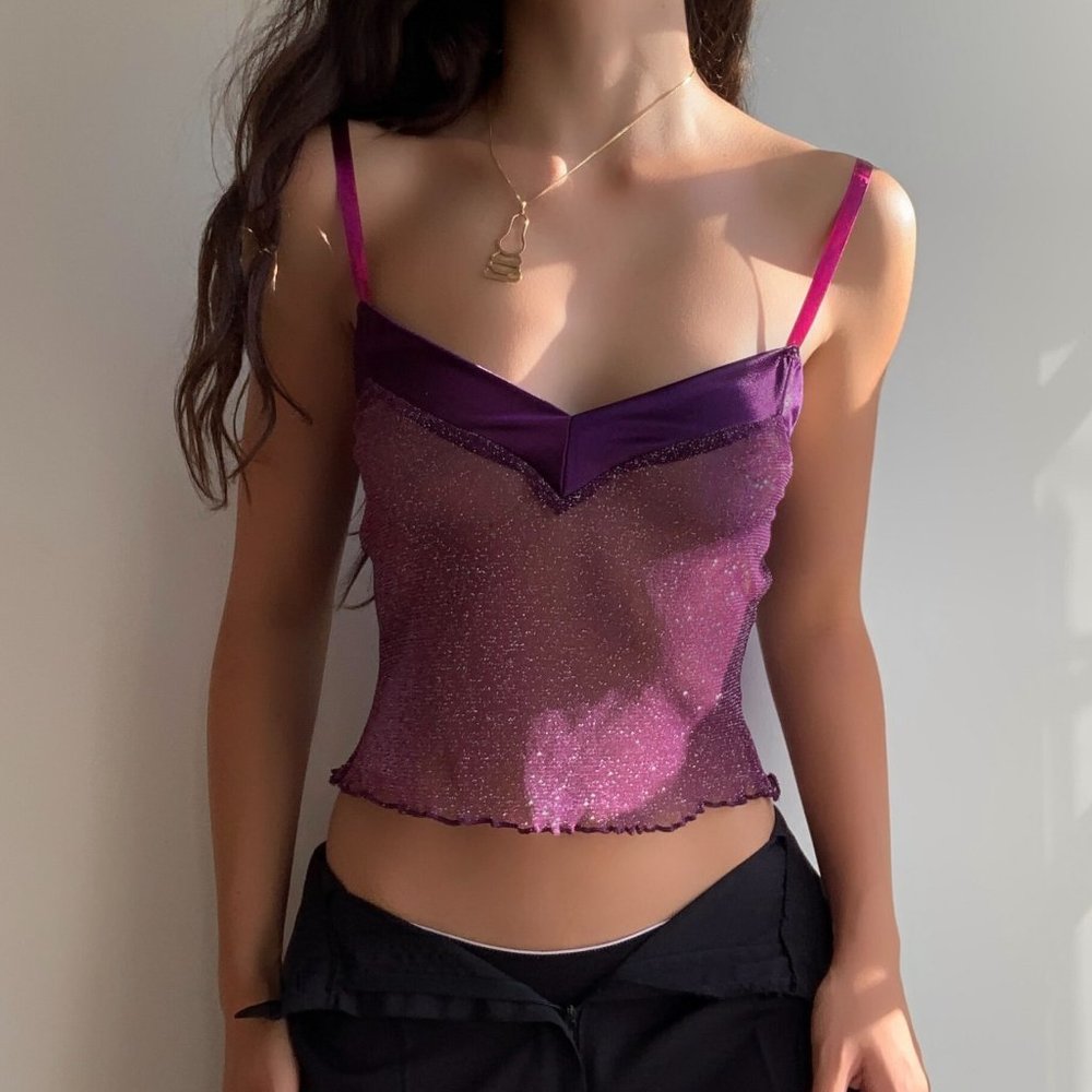 Shimmering Purple Sheer Cami Set